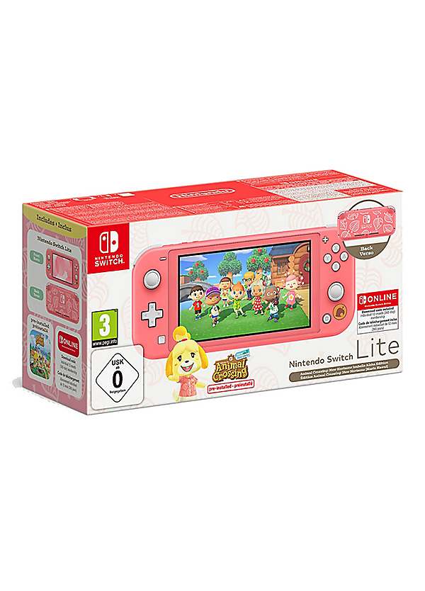 Nintendo Switch Lite Coral: Isabelle Alhoa Edition with Animal Crossing:  New Horizons & Nintendo Switch Online 12mth Subscription Redemption Code  (3+)